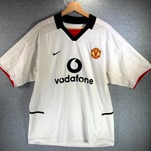 Nike Manchester United 2002 2003 Away Y2K Football Shirt Men Large White Soccer
